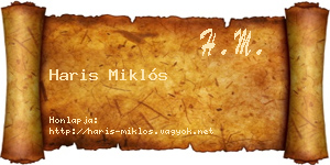 Haris Miklós névjegykártya